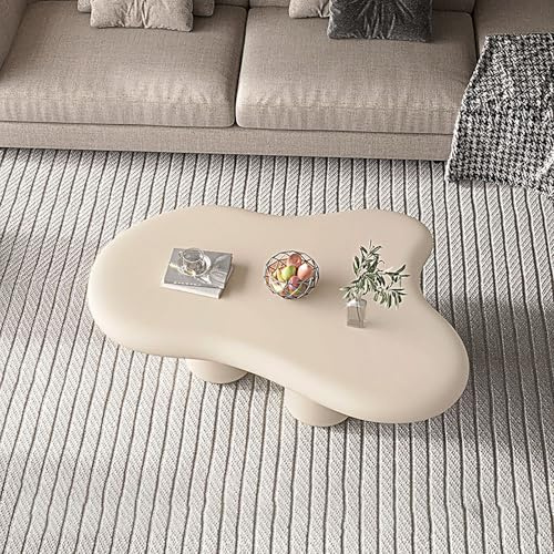 Mesa De Centro Nube Irregular, Mesitas De Salón Para Café Moderno, Mesa De Centro Pequeña, Mesa De Centro Con Diseño Minimalista, Con 3 Patas Redondas Y Gruesas, Adecuado Para Sala De Estar(Beige,100x