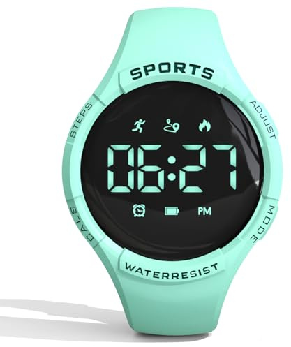 Kind Uhr mit Schrittzähler Digital Armbanduhr für Kinder Fitnessuhr ohne App und Handy Digitaluhr für Junge und Mädchen Wasserdicht Kalorien Fitness Tracker