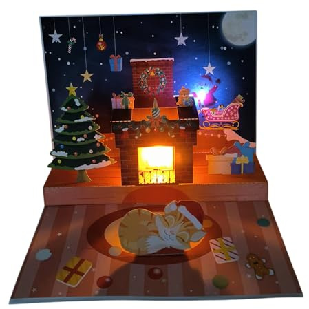 Dtaigou Weihnachts-Pop-up-Karten, Weihnachtskarte | Lustige Musik-Grußkarten mit Licht - Festliche Accessoires, Weihnachtsmann-Projektions-Segenskarten, Sammelspielzeug für Kinder und Erwachsene