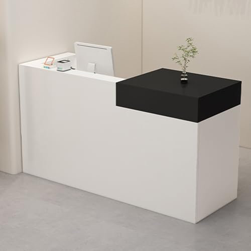 Moderner Empfangstresen mit abschließbarer Schublade für Salon, Lobby, Büro, Weiß, 100 x 100 cm