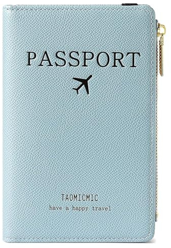 thirei Portadocumentos Viaje,Funda para Pasaporte, Bolsa para Pasaporte, Funda para Pasaporte, Cartera de Viaje, con Bloqueador RFID, para Tarjetas de Crédito, DNI y Documento (Azul)