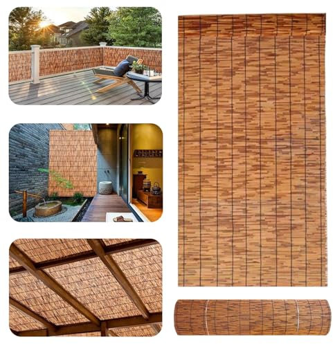100/120/130 cm Hoher Schilfzaun Natürlicher Schilfrohrmatte - Handgewebt, Sonnenschutz, Wasserdicht, Atmungsaktiver - Bambus Sichtschutz - Für Gartenbalkon-Hofdekoration(130x150cm(4.3x4.2FT))