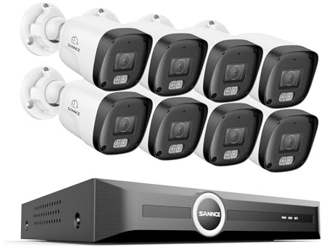 SANNCE POE CCTV Camera Systems 8CH, 6MP Network Video Recorder 8 Channel NVR with 8x 3MP Outdoor Security IP Cameras for House Security, Audio Recording, IP67 PoE Cameras Outdoor, NO HDD