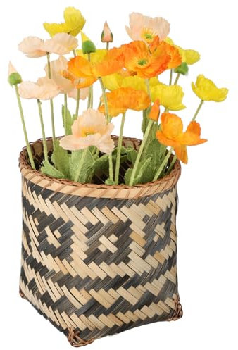 IMIKEYA Panier Décoratif Tressé en Bambou, Corbeille à Papier sans Couvercle pour Salon, Rangement de Petits Objets, Présent de Crémaillère