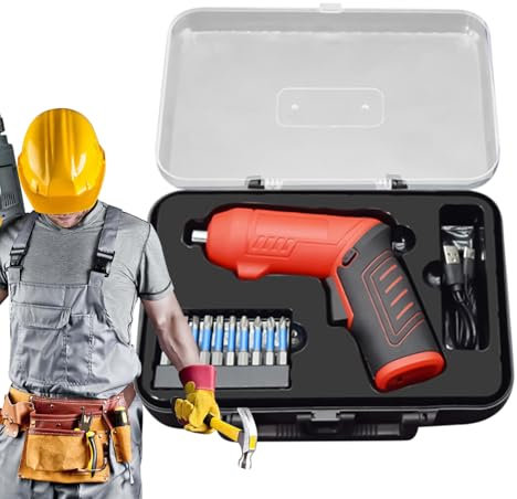 Juego de taladro eléctrico | Pequeño kit de taladro inalámbrico | Herramienta de mano portátil con mango de doble posición, puntas de destornillador recargables para taller y garaje