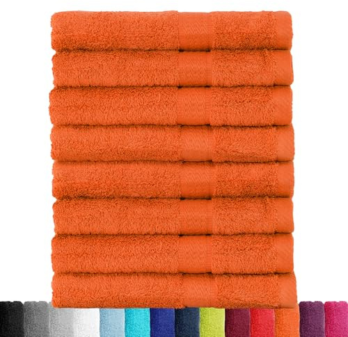 BaSaTex Baumwolle Handtuch, 8er Pack, 50x100 cm, Terrakotta | 100% Baumwolle, Öko-Tex Made in Green, Aufhängeschlaufe, 500gm², langlebig & saugstark