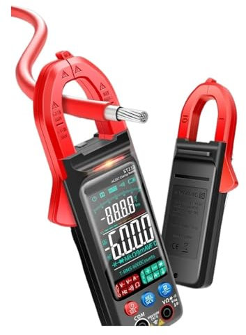 Pinza Amperometrica Pinza amperometrica, multimetro digitale DC/AC, corrente continua 6000 conteggi, multimetro amperometrico 400A, tensione elevata, tester di Ohm for auto, Hz NCV(Red with box)