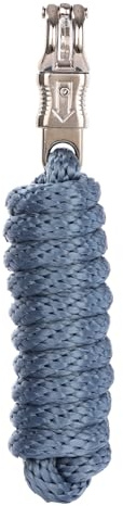 Merauno® Führstrick für Pferd - Anbindestrick in verschiedenen stylischen Designs, Führleine, Anbindeseil Pony, Esel, Ziege mit Panikhaken (Blau Grau, Panikhaken)