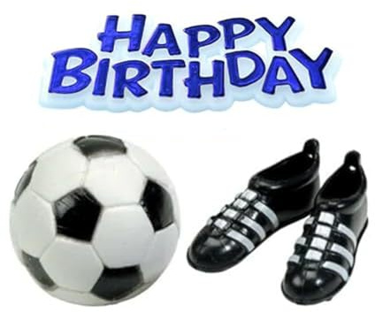Anniversary House Football Cake Decorations, Football Cake Topper, Football Birthday Decorations, Cake Decorations for Men, Football, Boots & Blue Happy Birthday Motto, Pack of 4, BU316