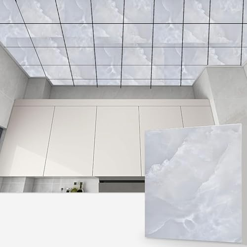 Enigmaire Deckenplatten selbstklebend,deckenpaneele feuchtraum,Dekorative Deckenfliesen,DIY Abziehen Und Aufkleben Dekorative Fliesen,Abziehbares Design,FüR Badezimmer Schlafzimmer KüChen Wand