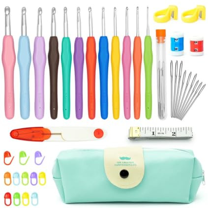 Set Ganchillo 41 Piezas, Kit Crochet con Agujas Ergonómicas 2-8 mm