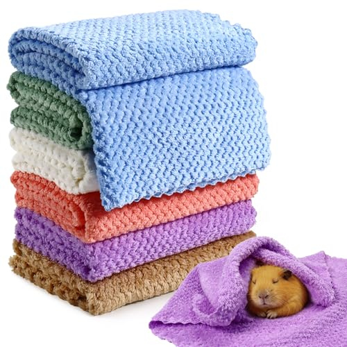 6 Stück Fleece-Decke für Meerschweinchen, 23.5 x 15.5 Zoll Meerschweinchen-Einstreu Wiederverwendbare Hamsterkäfig-Einlagen Waschbare Haustier-Pinkelunterlage für Igel, Hamster, Kaninchen, Frettchen