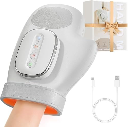 Hand Massager with Heat and Compression, Massaggiatore Mano per Artrosi, Aiuta ad Alleviare l'Afaticamento delle Mani, la Sindrome del Tunnel Carpale e i Disturbi dell'Artrite