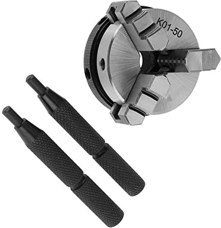 Spacnana Mandrino a Scorrimento da 50 Mm, Struttura in Acciaio, Mandrino Manuale per Lavorazione del Legno Ad Albero a 3 Griffe di Precisione per Attrezzature da Tornio e Utensili Manuali