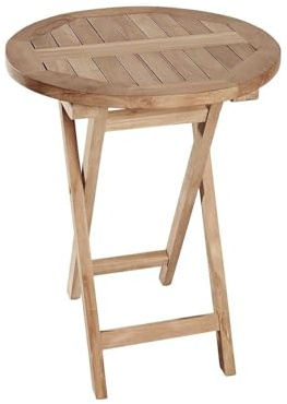 Home4You Gartentisch Teakholz Massiv Rund Ø 70 cm – Klappbarer Balkontisch aus Echtholz – Wetterfester Holztisch für Außen – Platzsparender Klapptisch & Bistrotisch – Höhe 75 cm