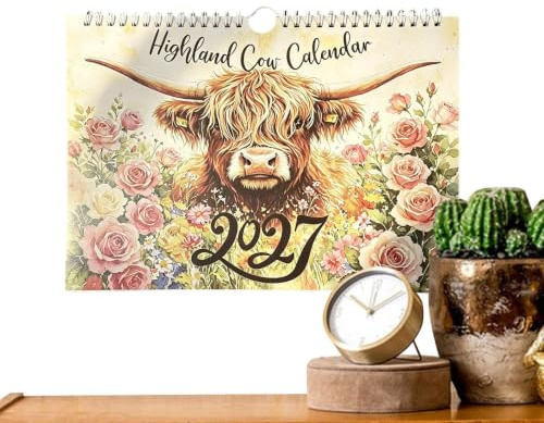 Calendrier Mural Pour 2027 12 Mois Vache Drôle Décorative