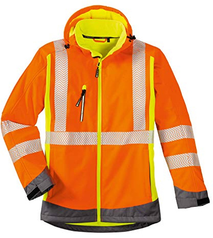 4Protect Warnschutz Softshelljacke Houston, 1 Stück, leuchtorange/-gelb/grau, 3470-L
