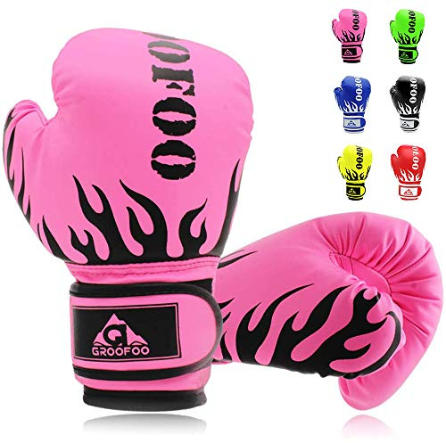GROOFOO Kids Boxing Gloves 6oz Punching Gloves for Kids Youth Traning Gloves for Punching Bag Kickboxing Sparring Muay Thai MMA Fight Gloves