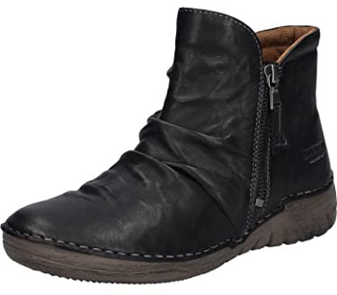 Josef Seibel Damen Klassische Stiefeletten Felicia 06,Weite G (Normal),Wechselfußbett,gerafft,Boots,Stiefel,Bootee,schwarz,41 EU