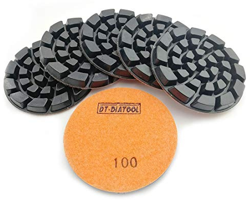 DT-DIATOOL Almohadillas de Pulido de Diamante 100mm 6 Piezas #100 Seco o Húmedo para Hormigón Cemento Terrazo Suelo