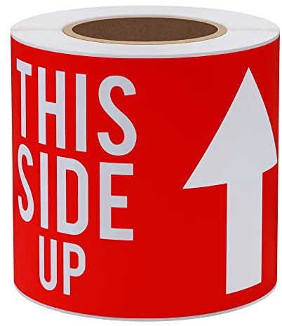 Hybsk 3x5 Inch This Side Up Warning Stickers for Shipping and Packing Total 100 Per Roll
