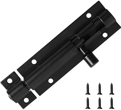 Türschloss Bolzen Sicherheit Slide Latch Lock Barrel Bolzen Starke Edelstahl Matte für Bad, Schlafzimmer, Tore, Schuppen, Garten - Türschloss Slide Bolzen Schloss mit Schrauben (3inch Schwarz)
