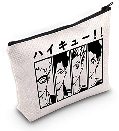WZMPA Haikyu Anime Cosmetic Bag Kotaro Tetsuro Keiji Hinata Fans Gift Haikyu Cosplay Makeup Bag Zipper for Women Girls, Haikyuu Friends