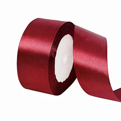 POPOYU Satinband Rotwein 40mm, 23 Meters Dekoration Geschenkband Fein Schleifenband, Stoffband für Luftballons, Hochzeit, Taufe und Geburtstag Geschenke Der Valentinstag Verpackung von Geschenken