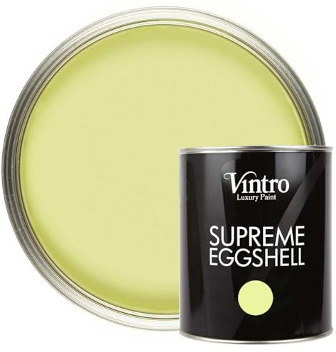 Vintro Paint | Yellow-Green Eggshell Paint | for Walls | Wood | Trim | Satin Furniture Paint | Interior & Exterior Use. 1 Litre (Citron - Yellow Green)