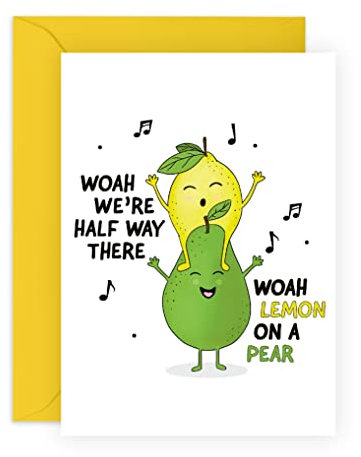 Central 23 Funny Birthday Cards for Men Women Him Her - 'Lemon on a Pear' - Funny Greeting Card for Mom and Dad Male Female - Happy Birthday Cards - Comes With Fun Stickers