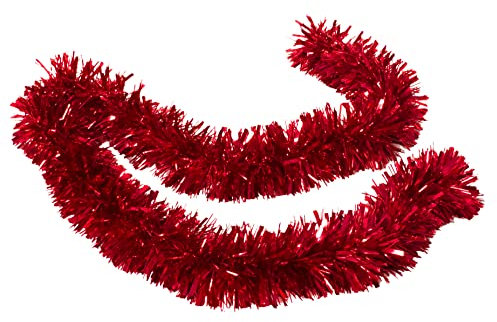 TIENDA EURASIA - Espumillón Árbol de Navidad, Decoración y Guirnalda para Árbol, Escaleras, Exterior, Metálico, 180 cm (Rojo)