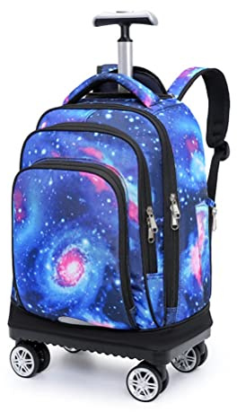 FEEIMOL Cartable à Roulette Pivotantes Sac à Dos avec 4 Roues Trolley Sacs Scolaires Garçon Fille (Ciel étoilé)