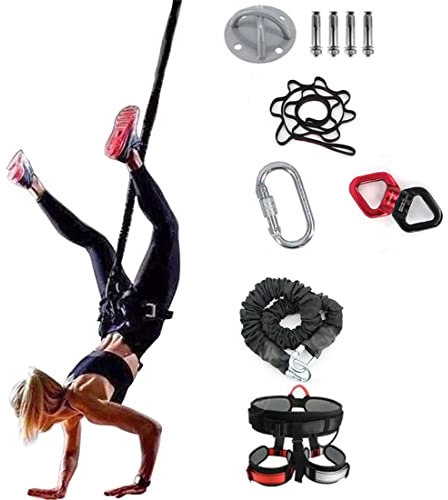 XWHAOB Heavy Pro Bungee Resistance Band Set Schlingentrainer Sling Trainer Yoga Bungee Cord Rope Resistance Air Dance Rope Exercise Fitness Home Gym Professional Training Equipment (65 kg)