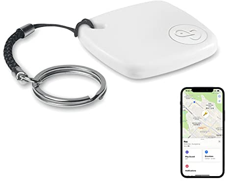 Rastreador Bluetooth y localizador de artículos: buscador de llaves, buscador inteligente de artículos funciona con Apple Find My (solo compatible con iOS), batería reemplazable de 1 año, rastreador