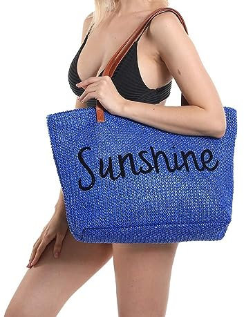 LUMoony Sommer Strandtasche 1Pcs Handgewebt Böhmische Schultertaschen für Frauen Reisen Urlaub Stroh Handtasche Korbtaschen Damen Strohtasche mit Leder Schultergurt Vintage Stroh Handtasch
