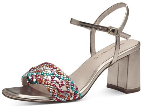 Tamaris Damen Sandalen mit Absatz Vegan Blockabsatz; MULTICOLOR/multicolor; 37
