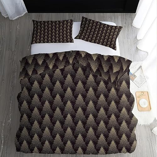 BettwäSche 150x200 Braune Kiefer BettwäSche-Sets Microfaser Flauschig BettzeugAnlage Muster Bettbezug füR MäDchen Jungen und Kissenbezug 80x80 mit ReißVerschluss