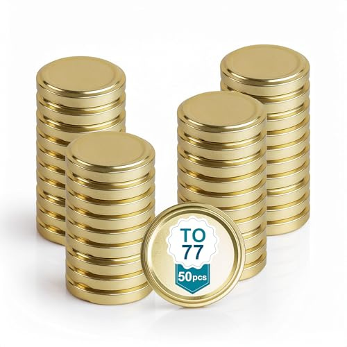 50 Metalldeckel Twist Off 77 mm Gold – Ersatzdeckel für Einmachgläser, Marmeladengläser und Konserven | Luftdicht | Espirito Rebelde