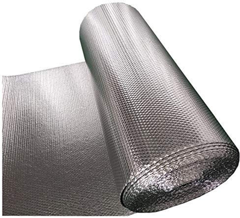 Double Aluminium Bubble Insulation Foil Self-adhesive Insulation Heat Reflective Radiator Insulation Foil Saves Energy & Money Loft, Attic, Garage, Shed, Hutch, Kennel, Campervan, Greenhouse(1mx1m)