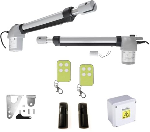 Motor Puerta Batiente 2 hojas - Motores para Puertas Abatibles - Brazo Automatismo para Garaje - Puertas de Garaje MOTIC Domo 4G- Kit (SIN electrocerradura, Kit Estandar + Fotocelulas)