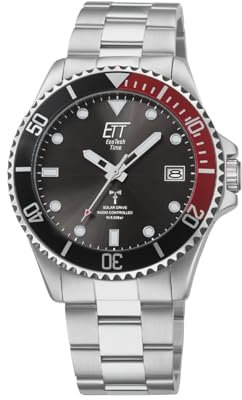 ETT Eco Tech Time Funk Solar Herren Uhr Analog mit Edelstahl massiv Armband EGS-11604-25M
