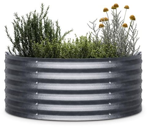 blumfeldt Jardinière Surélevée High Grow Demi-Cercle, 200L en Acier Galvalume Antirouille & Gel, Design Ergonomique 43cm, Montage Facile – pour Fleurs & Légumes