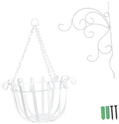 plant standFlower Pot Stand, Room Plant Stand, Wall Shepherd Hook, Plant Hanger, Indoor Wall Mount, Flower Houseplants, Outdoor Decoration, Metal Flower Basket Ornament, White Wall Hanging P