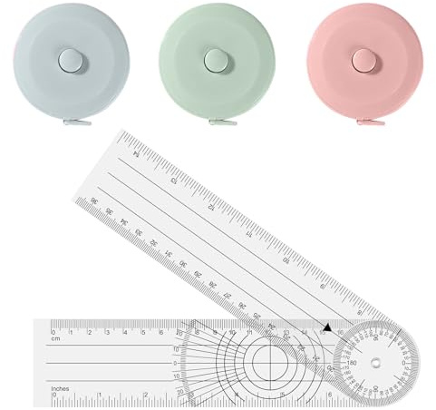 JCUGSBS 4 Stück Winkelmesser und Massband Körper Set, Goniometer Physiotherapie, PVC Medizinischer Winkelmesser 360° Winkel, Measuring Tape zum Messen von Länge, Brust, Taille usw,150cm/59in