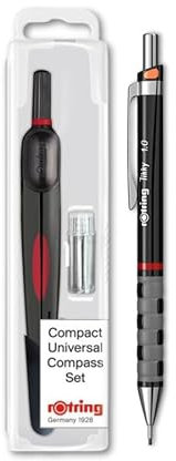 rOtring Kompakter Universalzirkel mit Tikky Druckbleistift, 1,00 mm