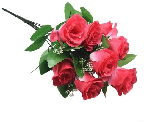 Künstlicher Rosenstrauß aus Seide, 10 Stiele, Hochzeit, Zuhause, Outdoor-Dekoration (Rosa)