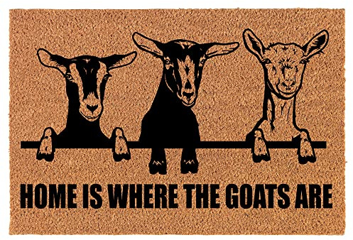 Welcome Doormat Coco Polyester Door Mat Home is Where The Goats are Funny Goat Doormat for Bathroom Kitchen Front Door Decorations 30X18 In