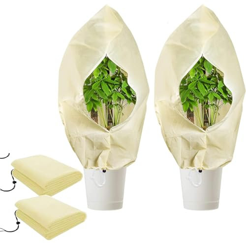 SXFENG 2 Pezzi Cappuccio Protezione Piante Inverno, Telo per Piante Inverno Antigelo, Protezione Invernale per Piante in Vaso, Protezione Piante dal Freddo per Agrumi Limone in Vaso (80 x 120cm)
