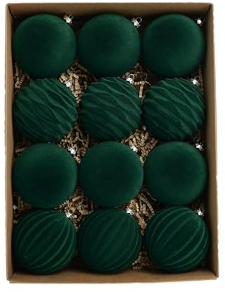 Arbre d'Ornement Boule Vert de Noël - 12 Pièces Boules Suspendues Flocées, Boule de Noël | Décoration de Noël saisonnière pour les anniversaires, le Nouvel An, les mariages, les fiançailles