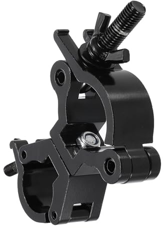 sourcing map Light Truss Clamps, Aluminum Alloy Stage Lighting Pipe O Clamp for 1.22-1.38inch & 1.5-1.77inch OD Tube Max Load 220Lb Double Buckle, 1Pcs, Black